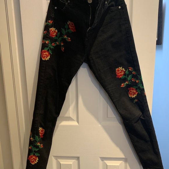 Topshop high-rise black Jean with floral pattern - Picture 1 of 4